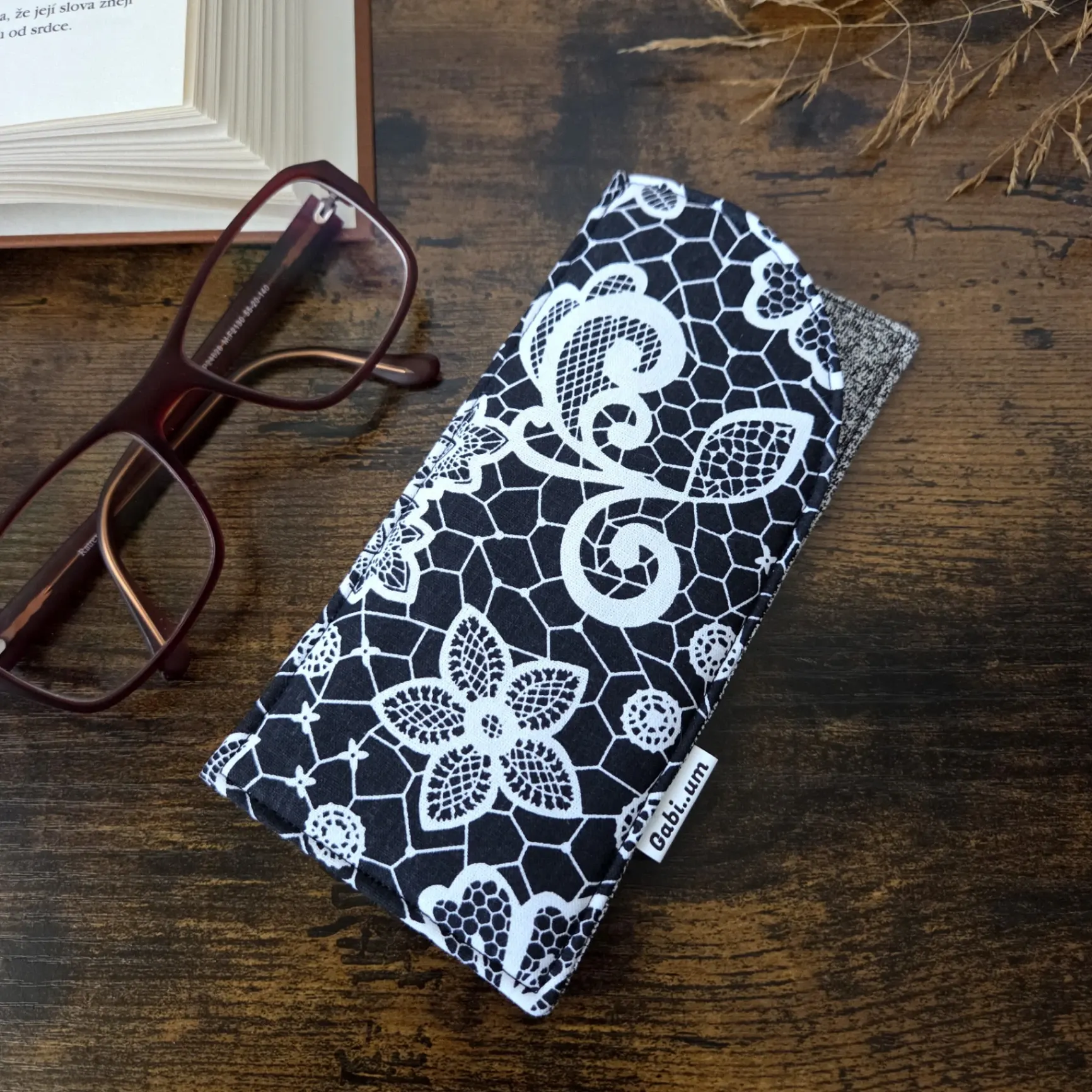 Měkké pouzdro na brýle | černá krajka