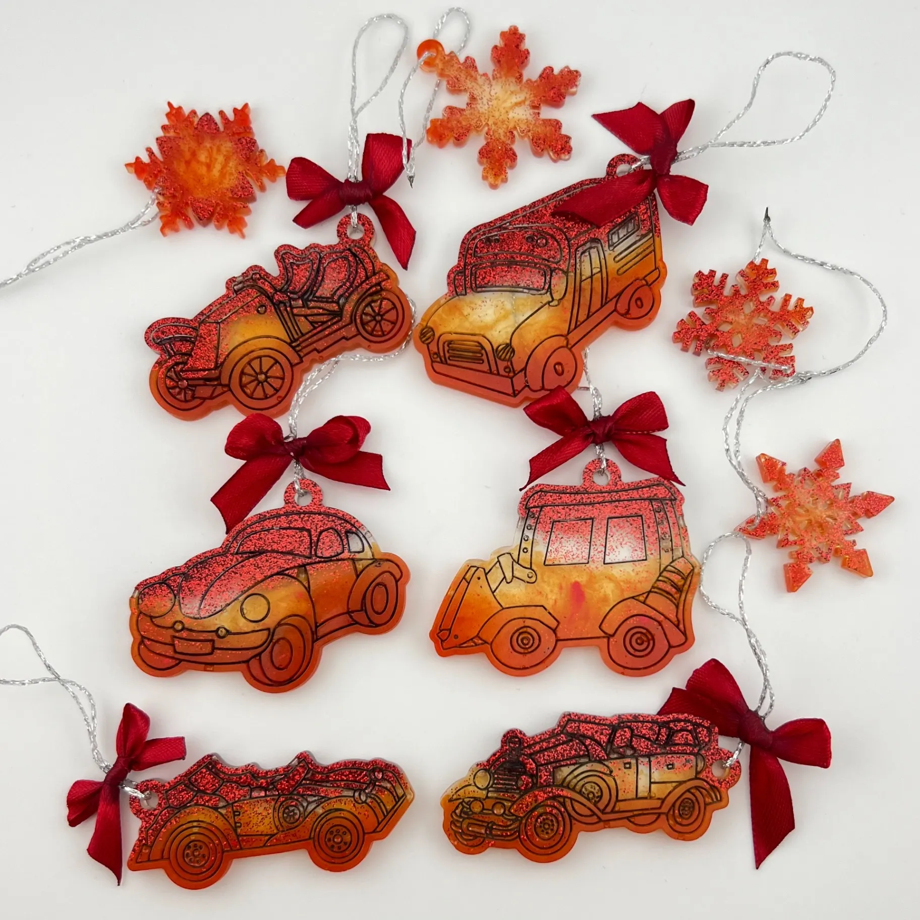 Sada vánočních ozdob, pryskyřice, červená, 10 kusů 1